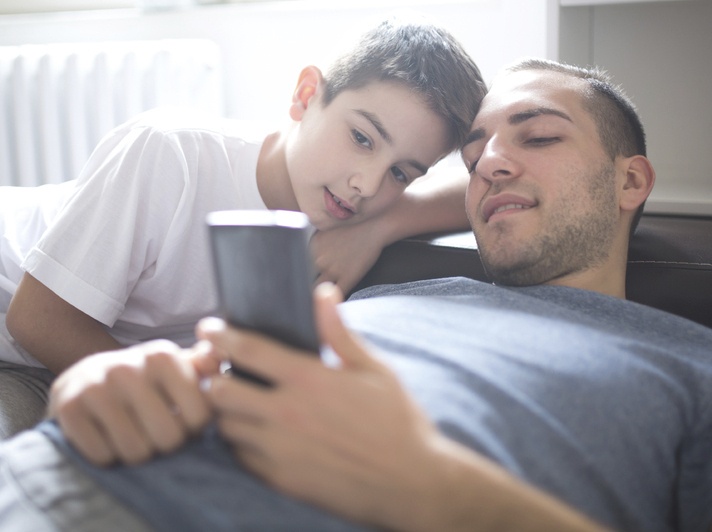 Smartphone son and dad